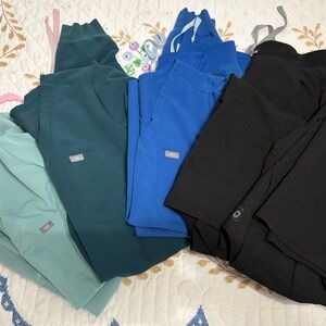 Figs Women's Casual Scrub Pants in Teal, Blue, and Black